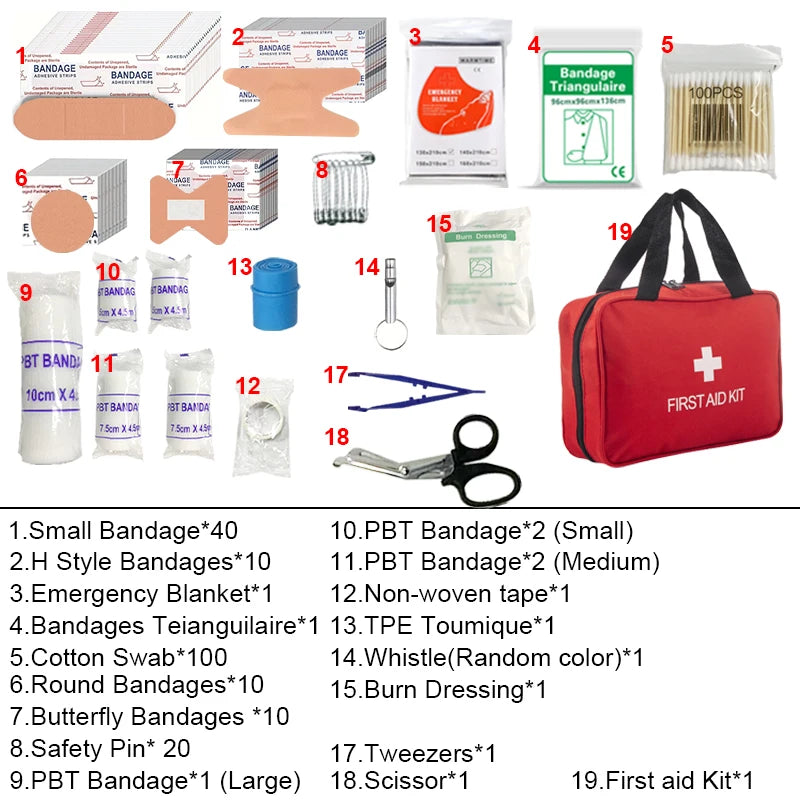 210pcs First Aid Kit – All-Purpose Emergency Medical Bag
